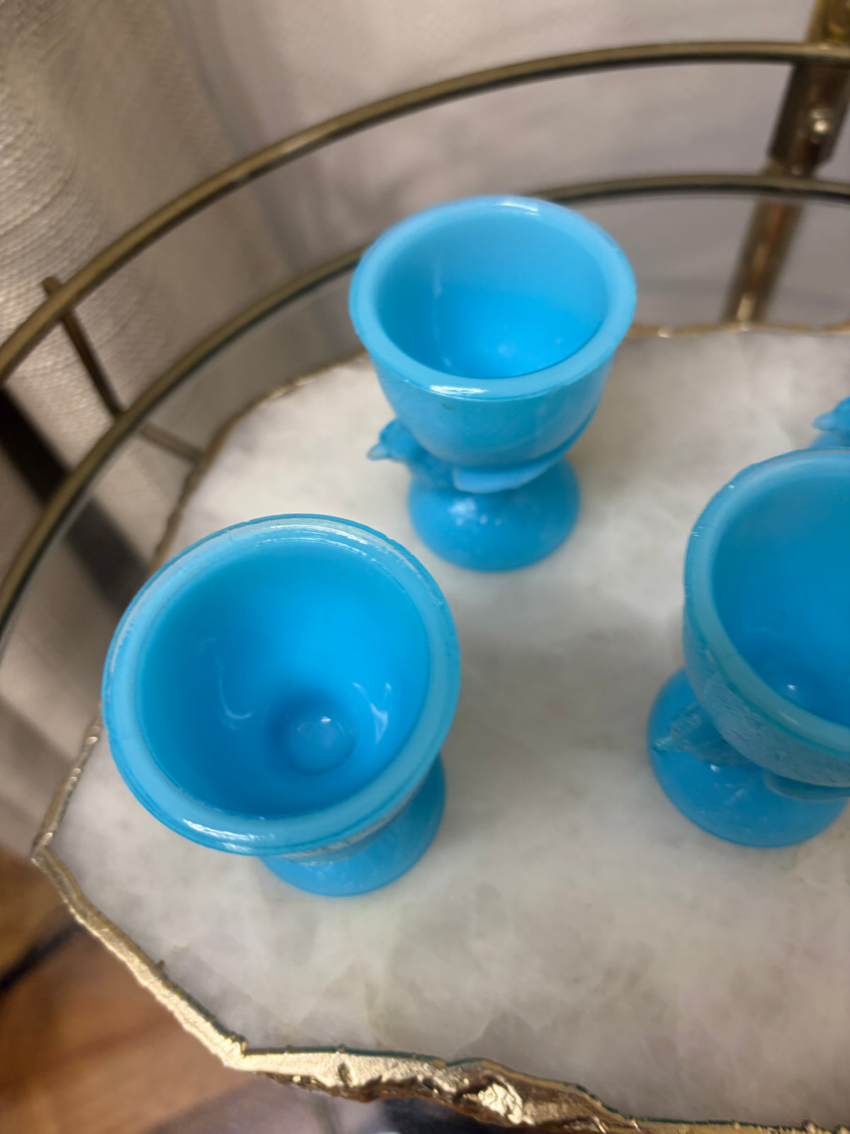 French blue egg cups set of 4! As is!