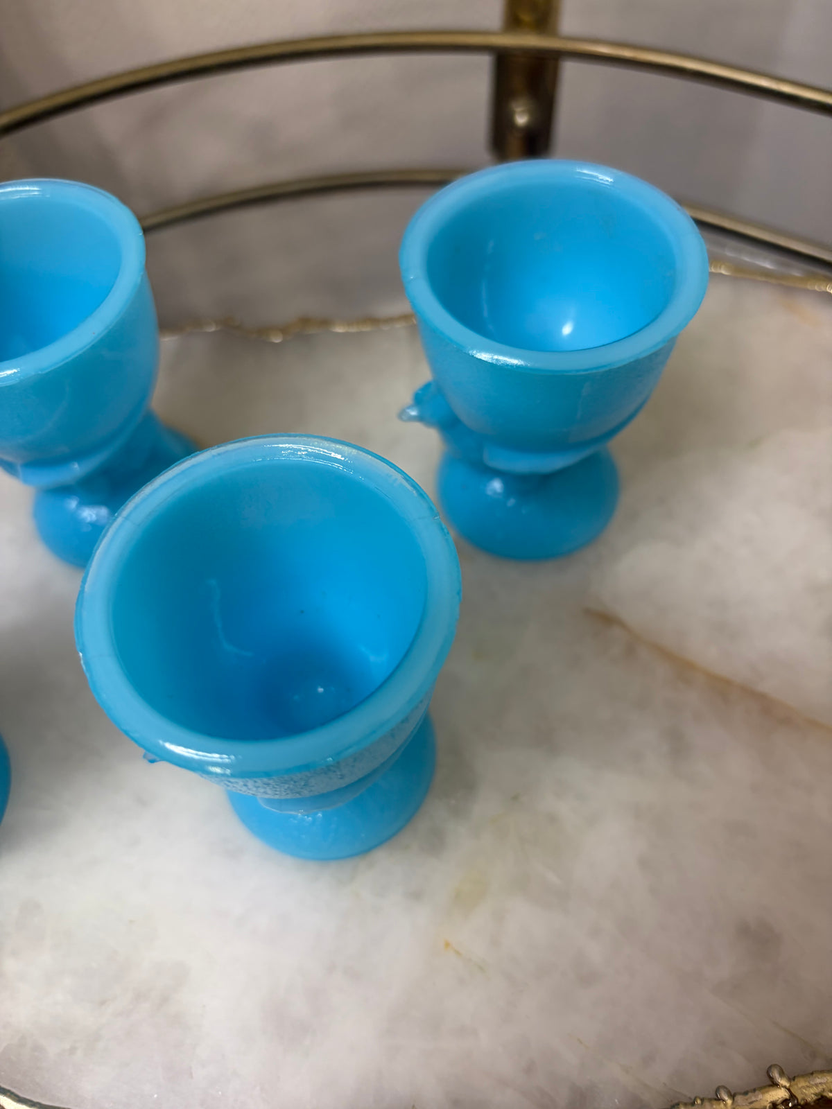 French blue egg cups set of 4! As is!