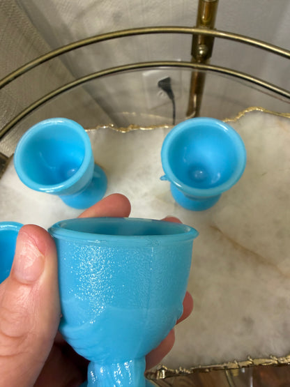 French blue egg cups set of 4! As is!