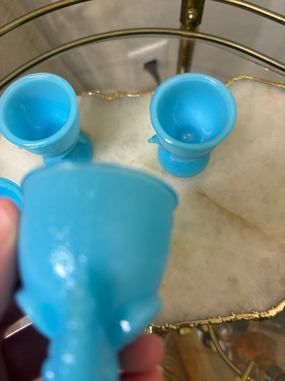 French blue egg cups set of 4! As is!