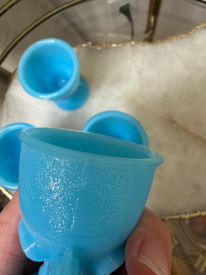 French blue egg cups set of 4! As is!