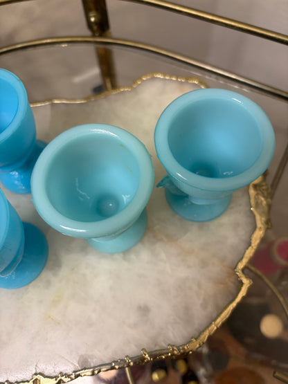 Light blue French blue egg cups pair! As is!