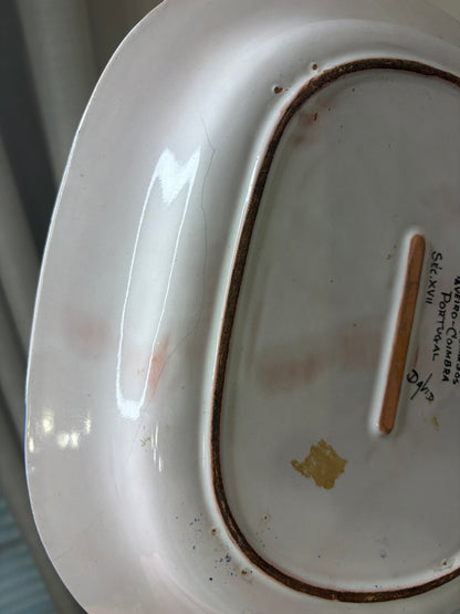 Beautiful handpainted and signed Portuguese platter featuring deer!