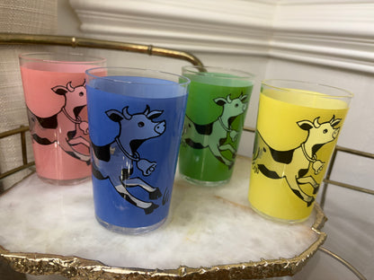 Sweetest vintage Happy Cow drinking glasses set of 4!
