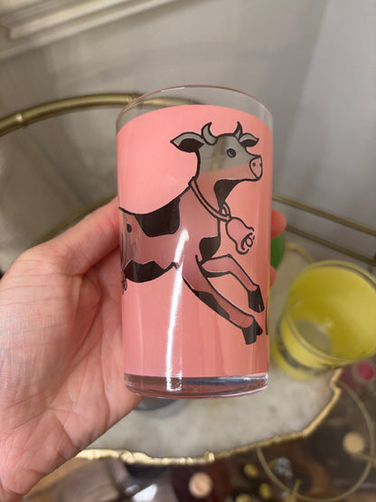 Sweetest vintage Happy Cow drinking glasses set of 4!