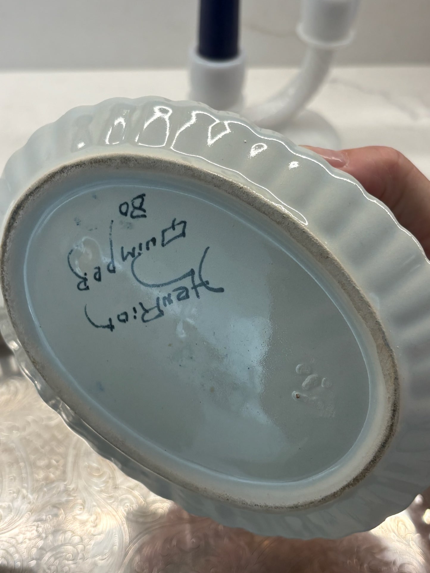 WCCR Charitable Item #108 | HB Quimper France Covered Dish with Underplate | Hand-Painted French Faience