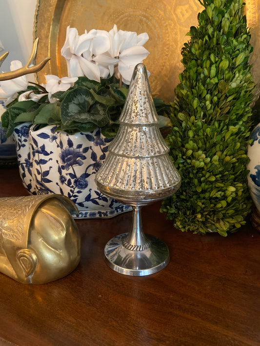 Vintage Pottery Barn Mercury Glass Christmas Tree