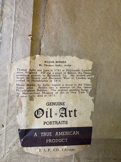 WCCR Charitable Item #136 | Antique Textured Lithograph After Thomas Sully | “Major Biddle” | Framed Art Reproduction | 14” x 11.5”