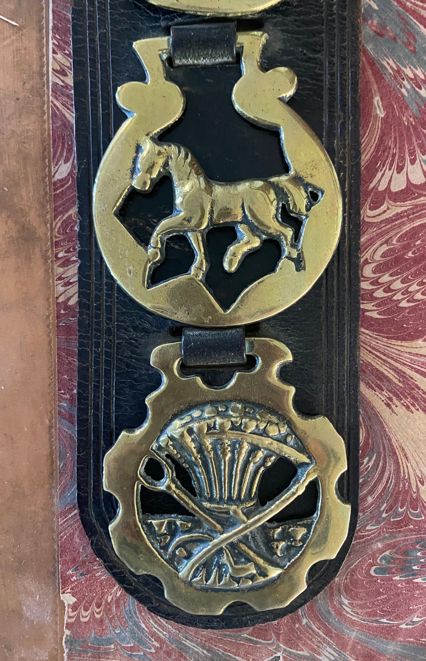 Vintage English Horse Brasses on Leather Martingale