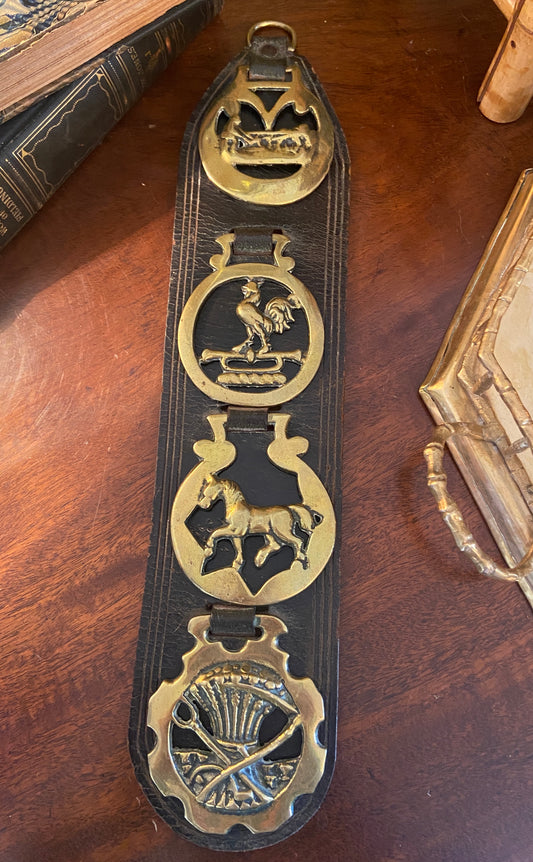 Vintage English Horse Brasses on Leather Martingale