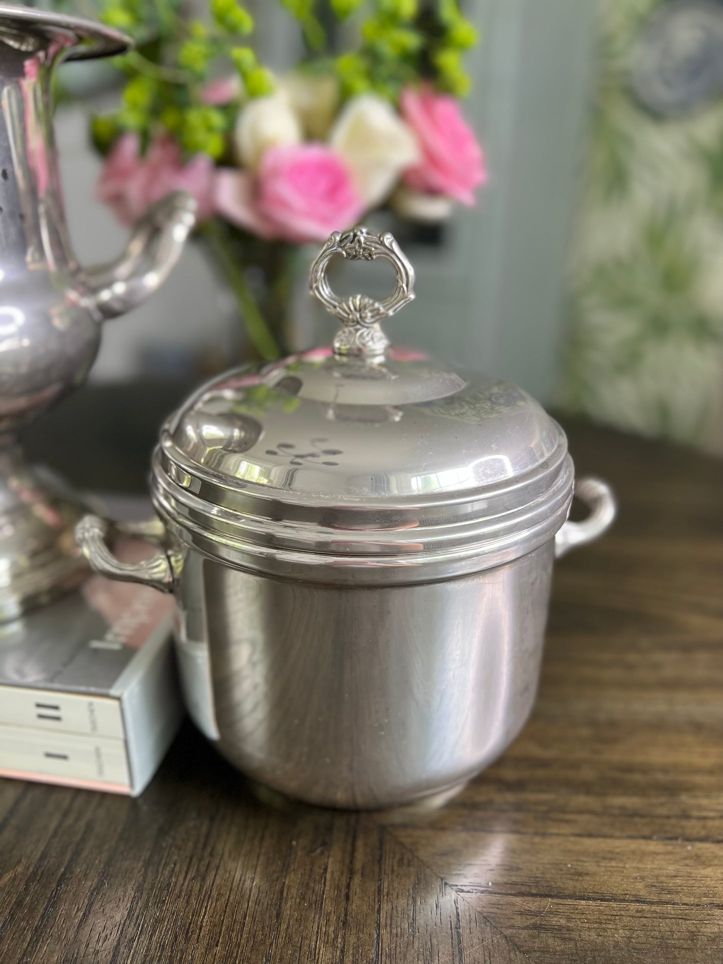Vintage Sheridan Silver Covered Ice Bucket