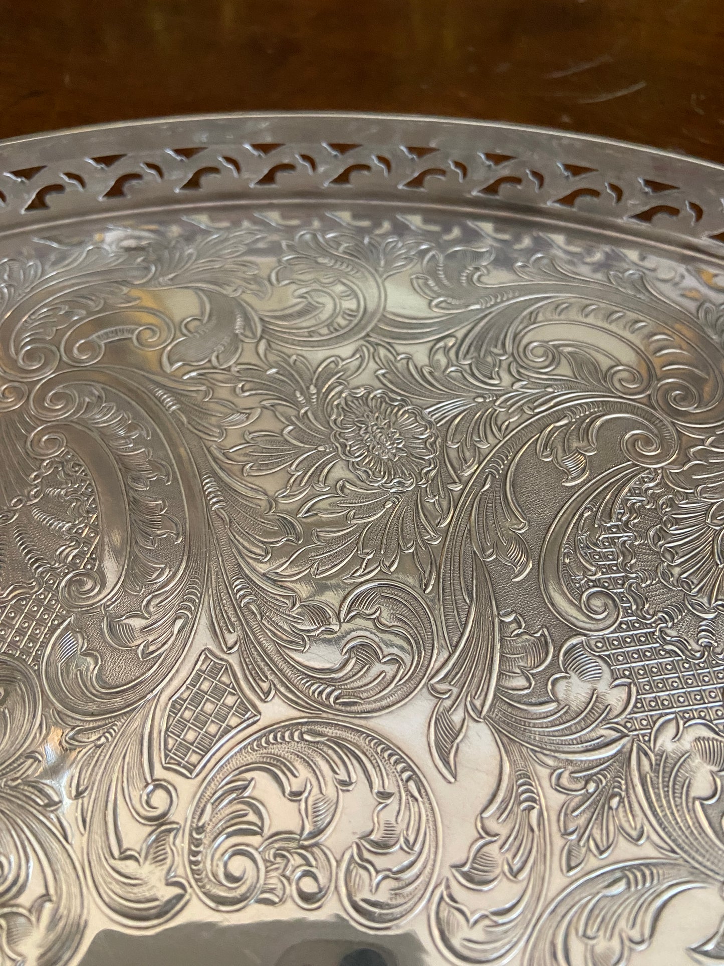 Mid-Century English Barker Ellis Silver Plate Gallery Tray