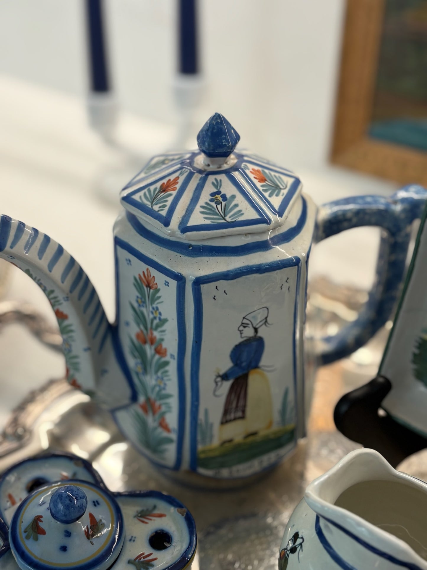 WCCR Charitable Item #109 | HB Quimper France Faience Teapot | Hand-Painted French Pottery