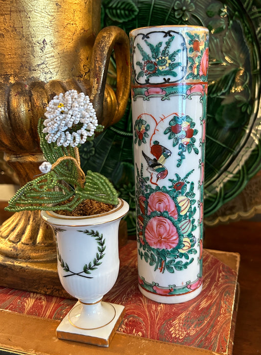 Lovely Vintage Rose Medallion Porcelain Vase