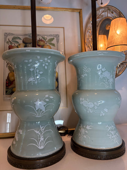 Pair of Exquisite Celadon Lamps