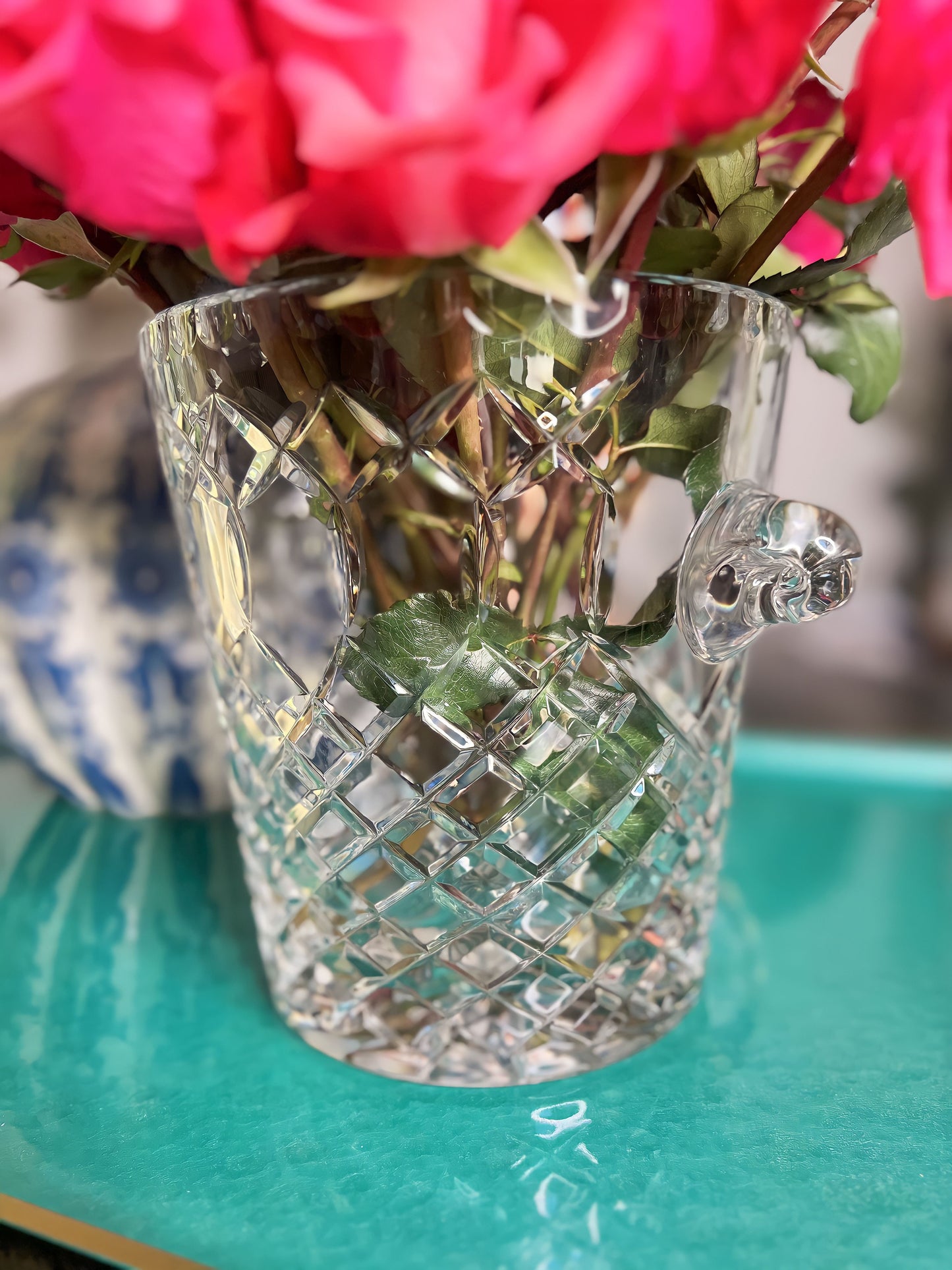 Gorgeous Vintage Crystal Ice Bucket - Pristine!