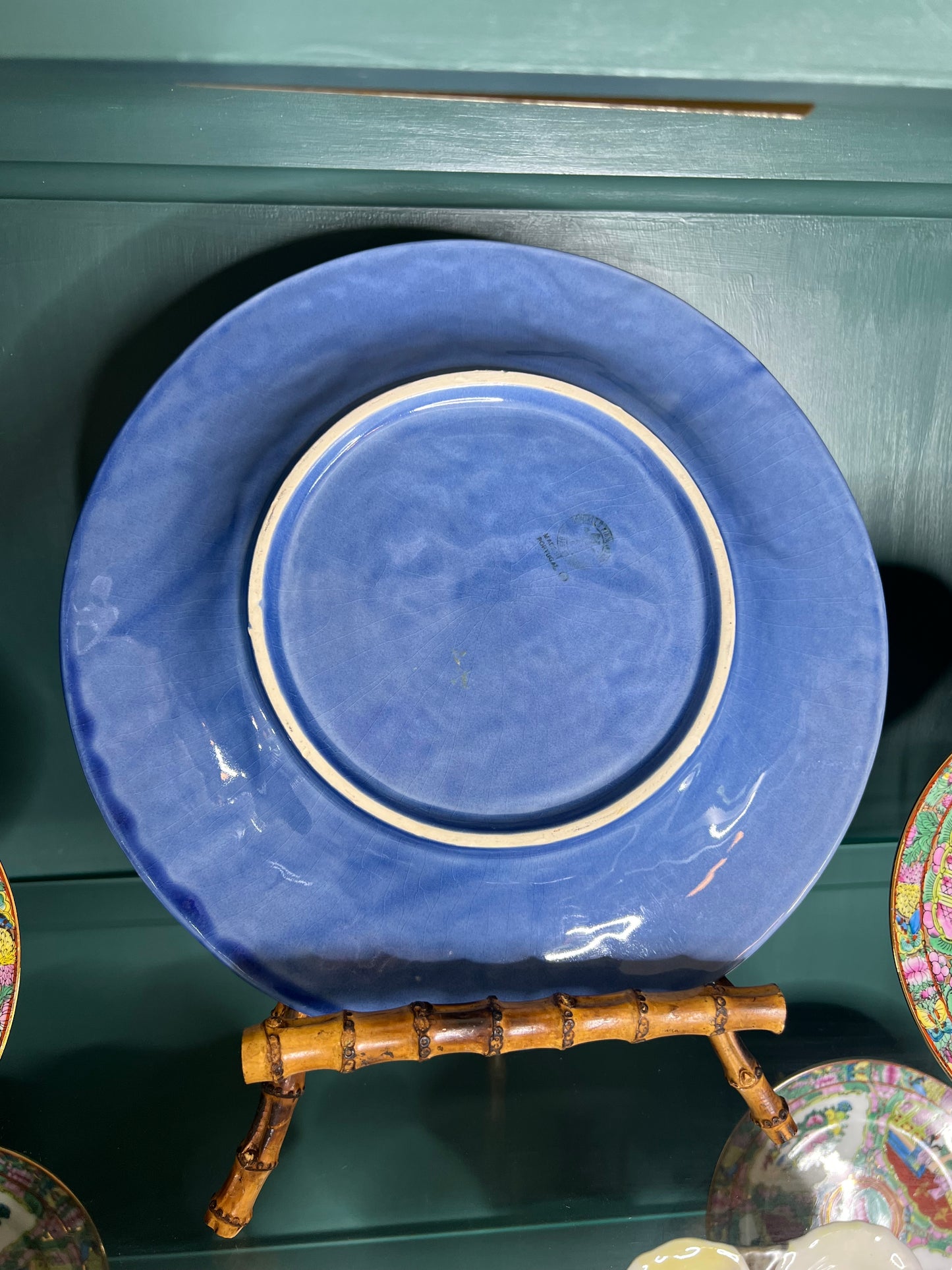 Pair of Vintage Bordallo Pinheiro 12.5” Blue Vine Chop Plates