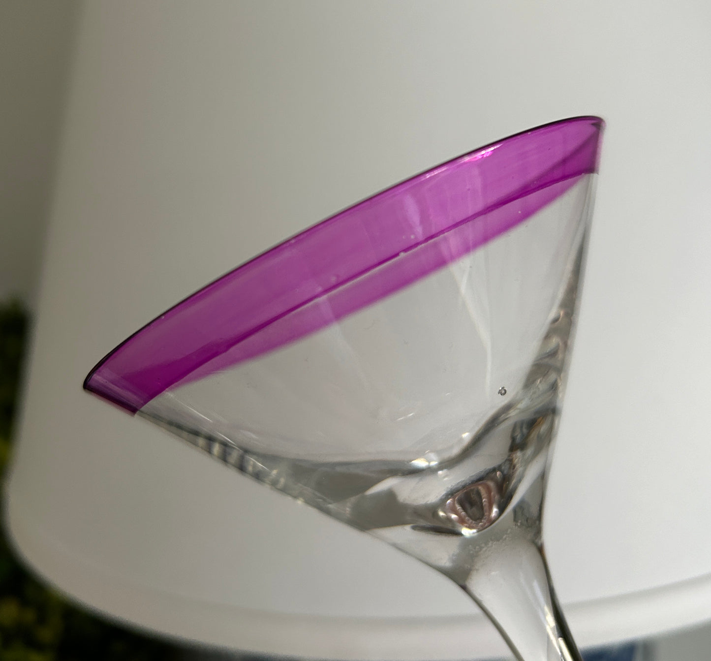 Retro Pink Rimmed Martini Glasses - Set of 2