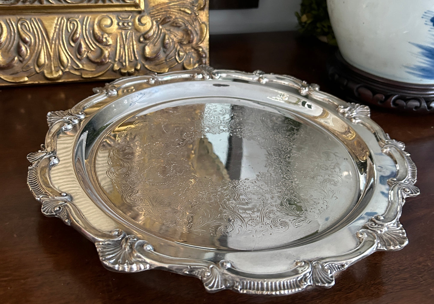 Vintage Blackinton Chippendale Silver Plate Footed Tray