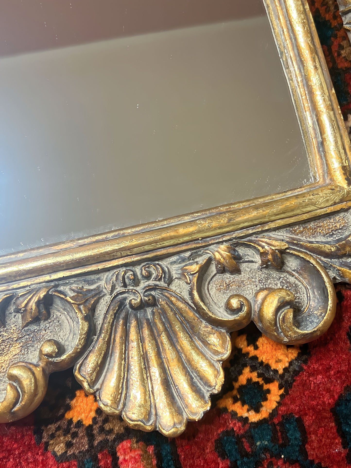 Beautiful Vintage Ornate Gold Mirror, 26” high by 17” - Excellent!