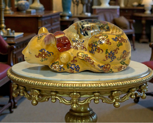 Vintage Royal Satsumu Cat, Stunning!! large 10" in length