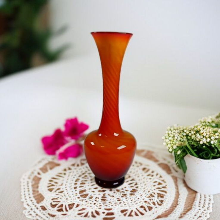 MCM Orange Spiral Vase