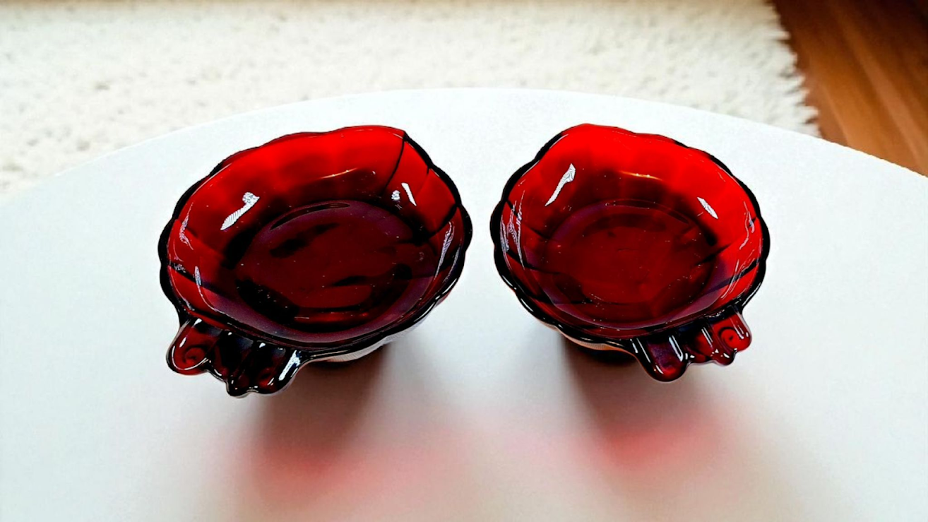 Royal Ruby Red, set of 2 Ashtrays, trinket dish or candy dish