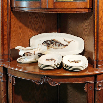 Vintage Fish Service Set, Stunning!!!  Service for 8 & total of 11 pieces