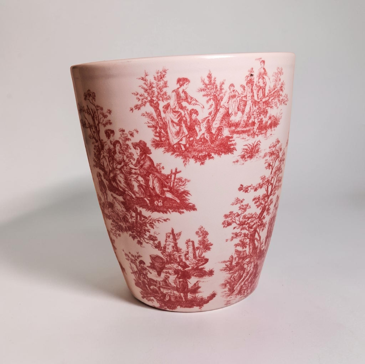 Vintage Red Transferware Cachepot or Planter