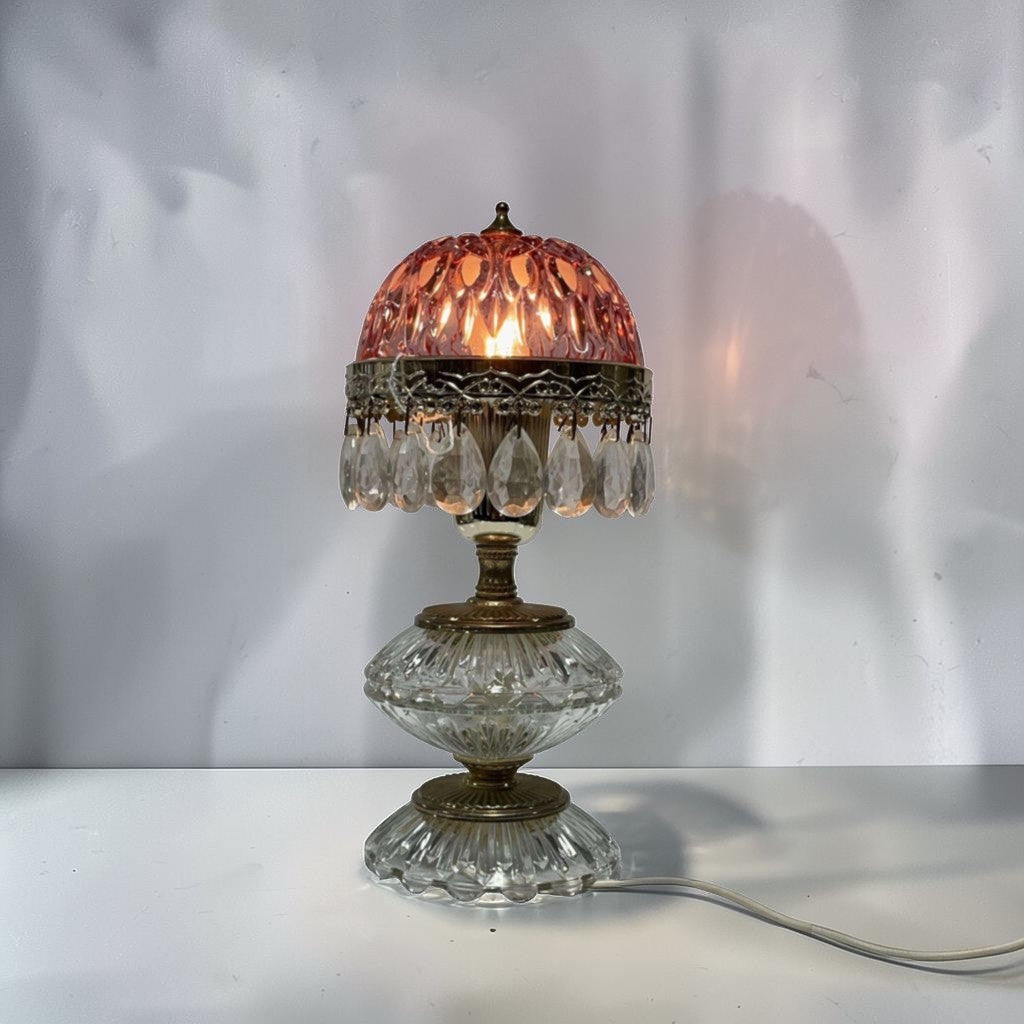 Antique Cranberry Boudoir Lamp by Michelotti