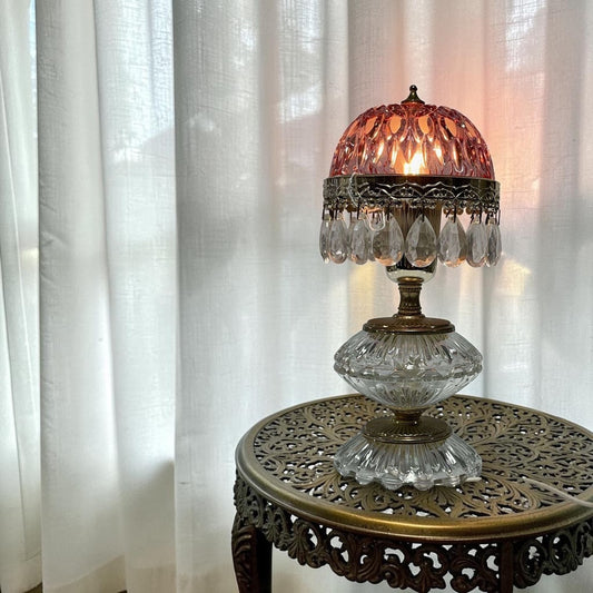 Antique Cranberry Boudoir Lamp by Michelotti