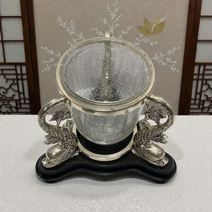 Chinoiserie Style Koi Fish Vase or Large Candle Holder
