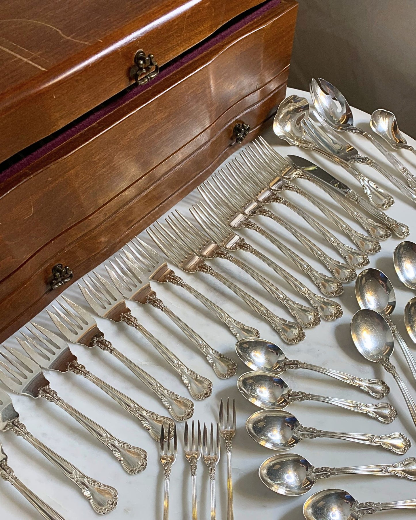 STERLING SILVER: Gorham Chantilly RARE 46 piece  Heirloom Set