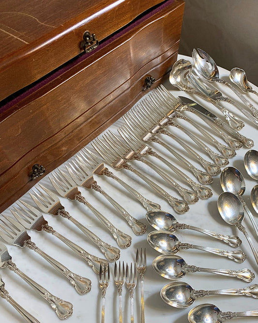STERLING SILVER: Gorham Chantilly RARE 46 piece  Heirloom Set