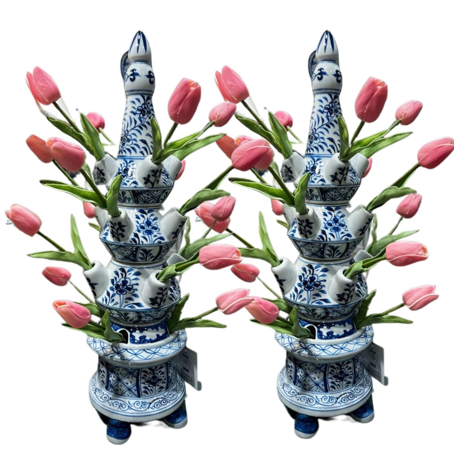 NEW - Stunning Blue & White Floral, 22" Tall Tulipiere Vase