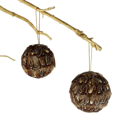 Natural Ringneck Feather Ornament - 3" Ball