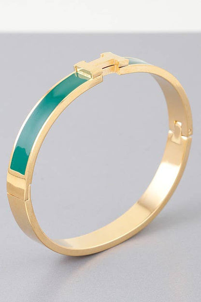 Bright H Cuff Bracelet BDBA327: Gold navy
