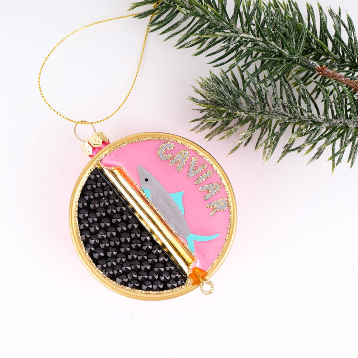 Caviar Tin Glass Christmas Ornament