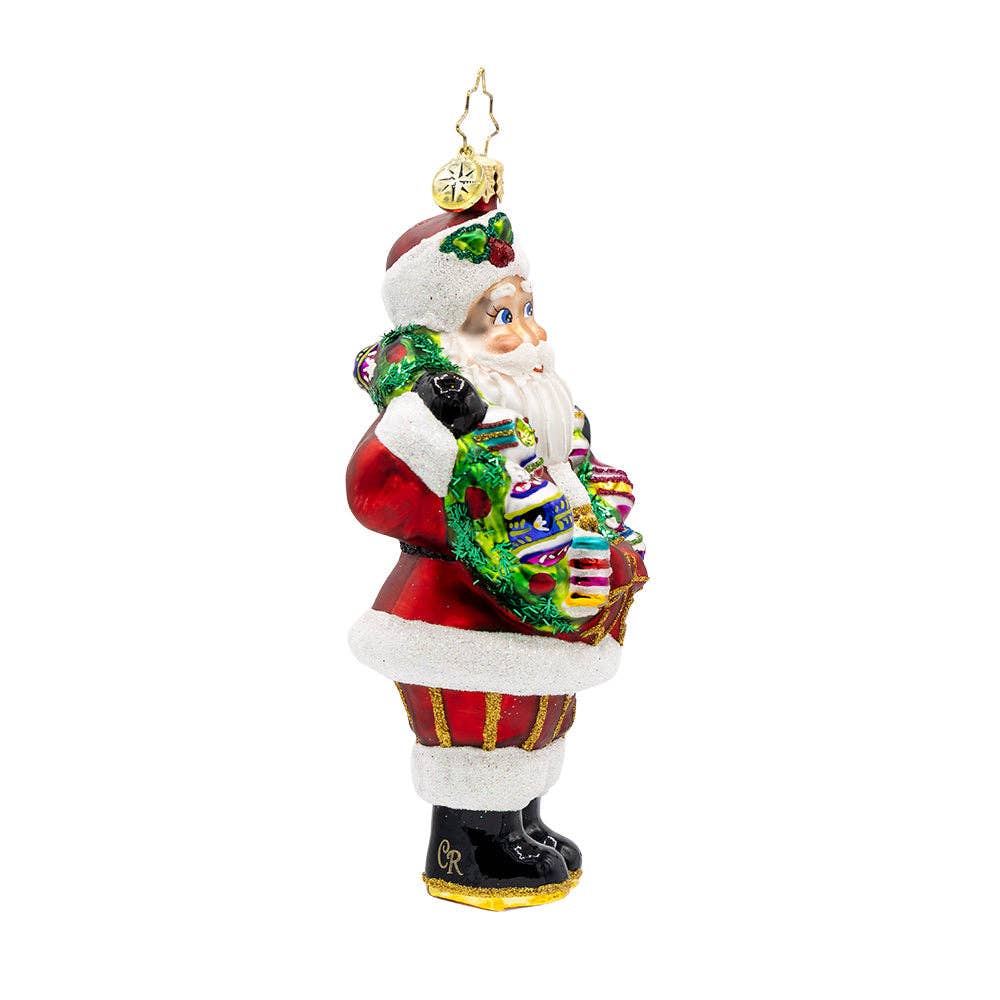 Vintage Holiday Wreath Santa