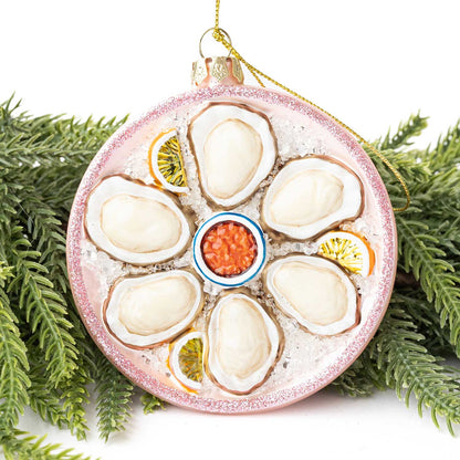 Oyster Bowl Glass Christmas Ornament