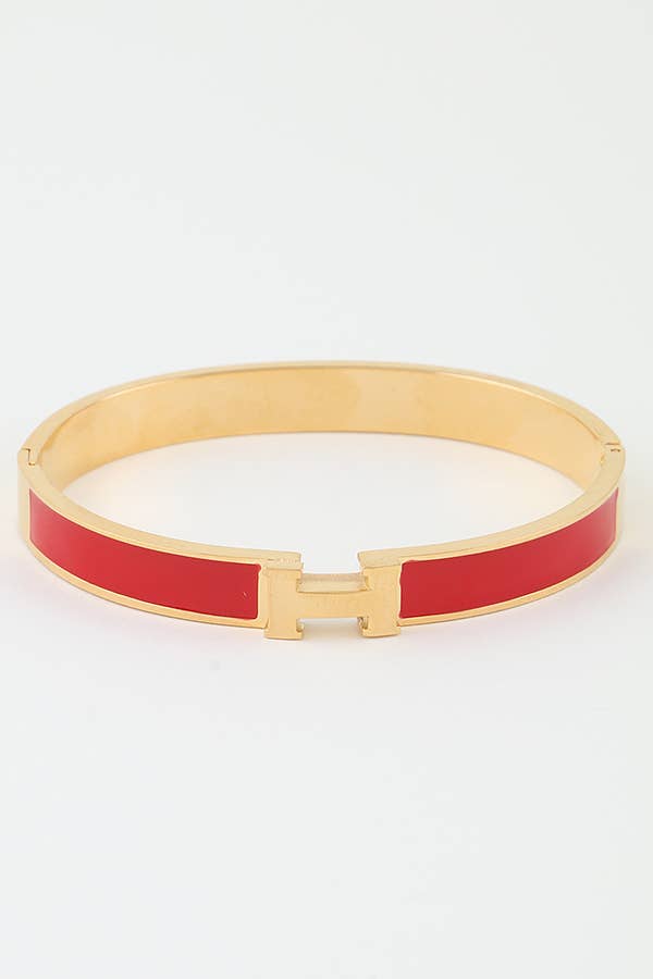 Bright H Cuff Bracelet BDBA327: Gold navy