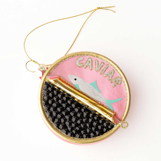 Caviar Tin Glass Christmas Ornament