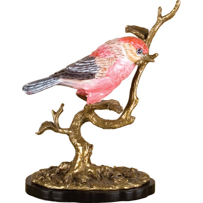 Danny's Fine Porcelain: Porcelain Purple Finch Bird Figurine with Bronze Ormolu | 7.5”