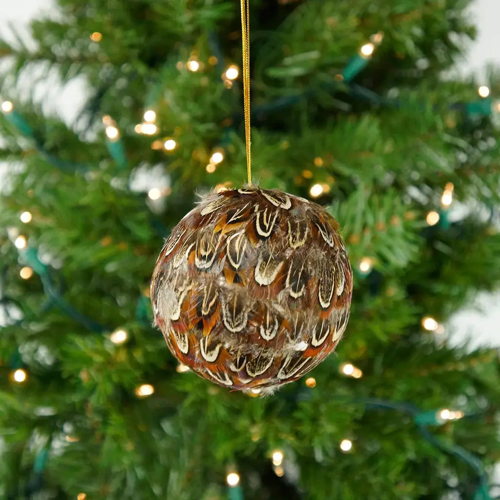 Natural Ringneck Feather Ornament - 3" Ball