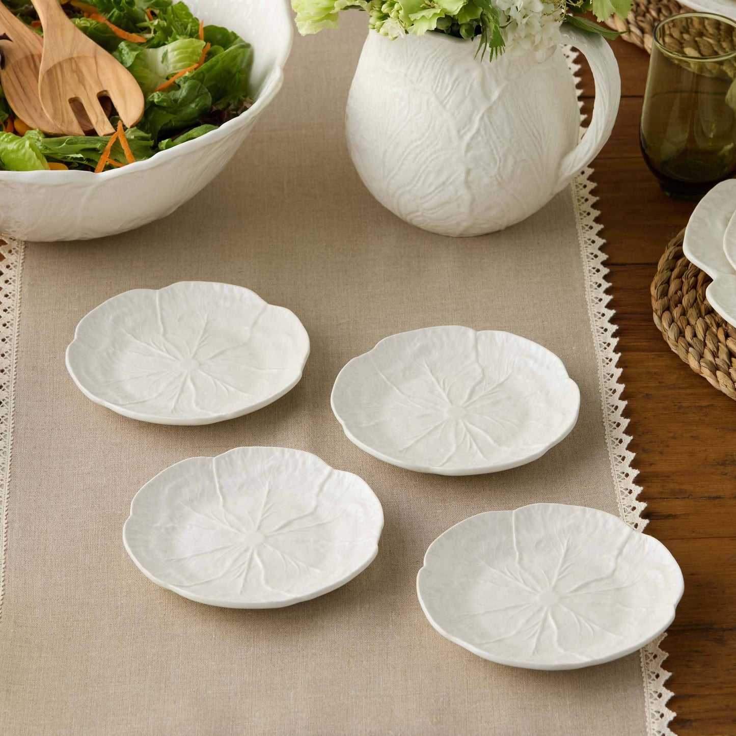 White Cabbage Ceramic Charger Plate | 6”D Bread Plate