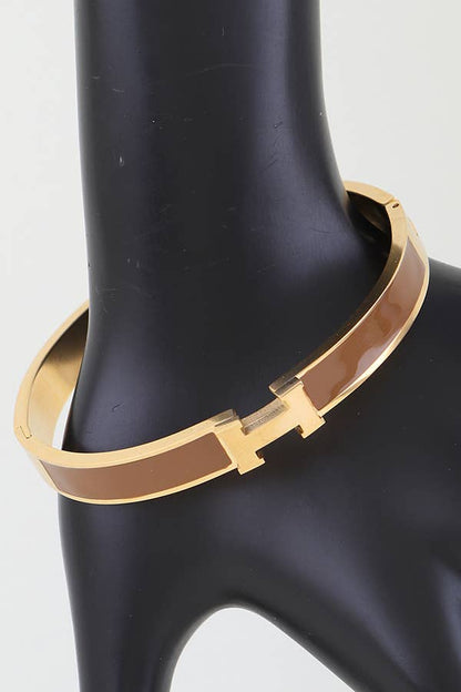 Bright H Cuff Bracelet BDBA327: Gold navy