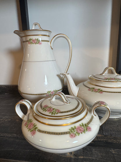 Théodore Haviland Limoges Pink Rose Tea & Coffee Set – Three Pieces