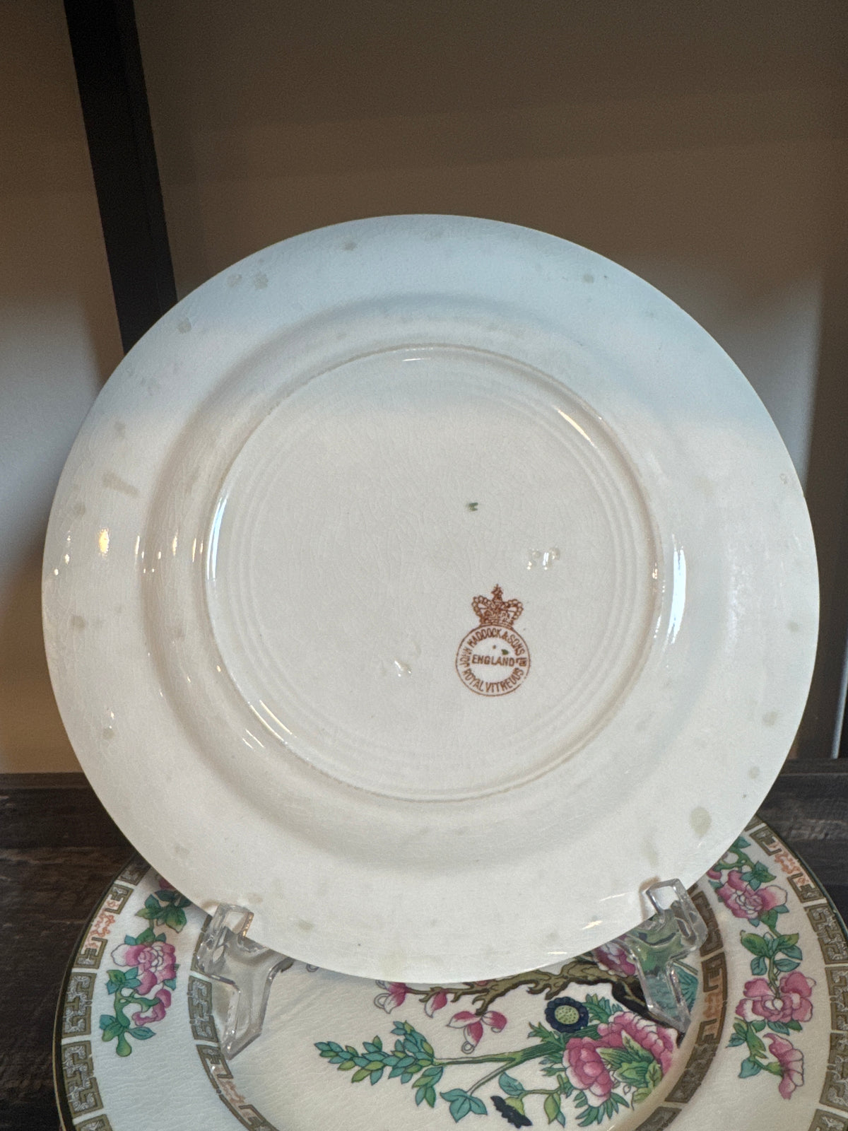 John Maddock & Sons English Floral Plates – Pink & Green