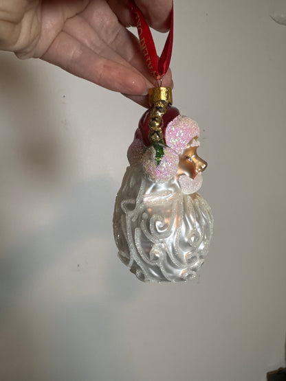 Waterford Santa Christmas Glass Ornament Red Gold Glitter