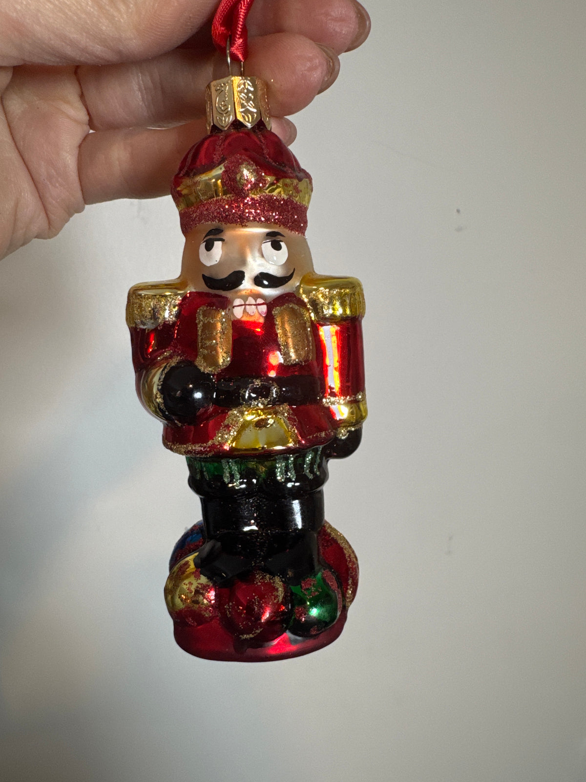 Waterford Holiday Heirlooms Nutcracker Glass Christmas Ornament Red Gold Green